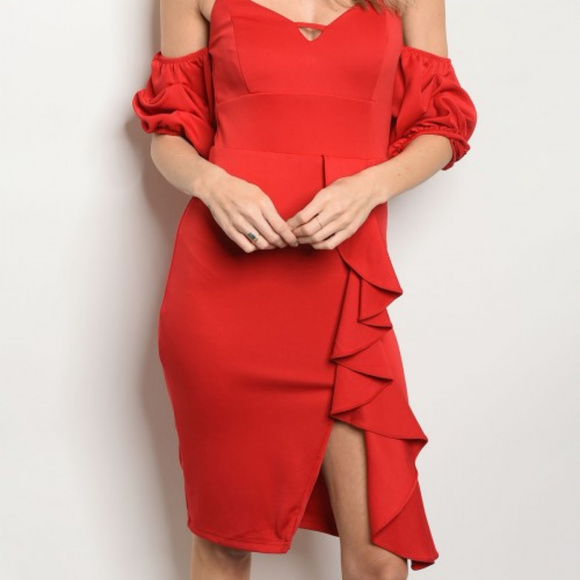 SEXY RUFFLE COCKTAIL PARTY DRESS @LAST TWO - Picture 4 of 5